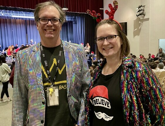 Our fearless music team in their festive gear